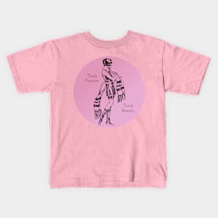 Think Positive Think Beauty Vintage Girl Kids T-Shirt